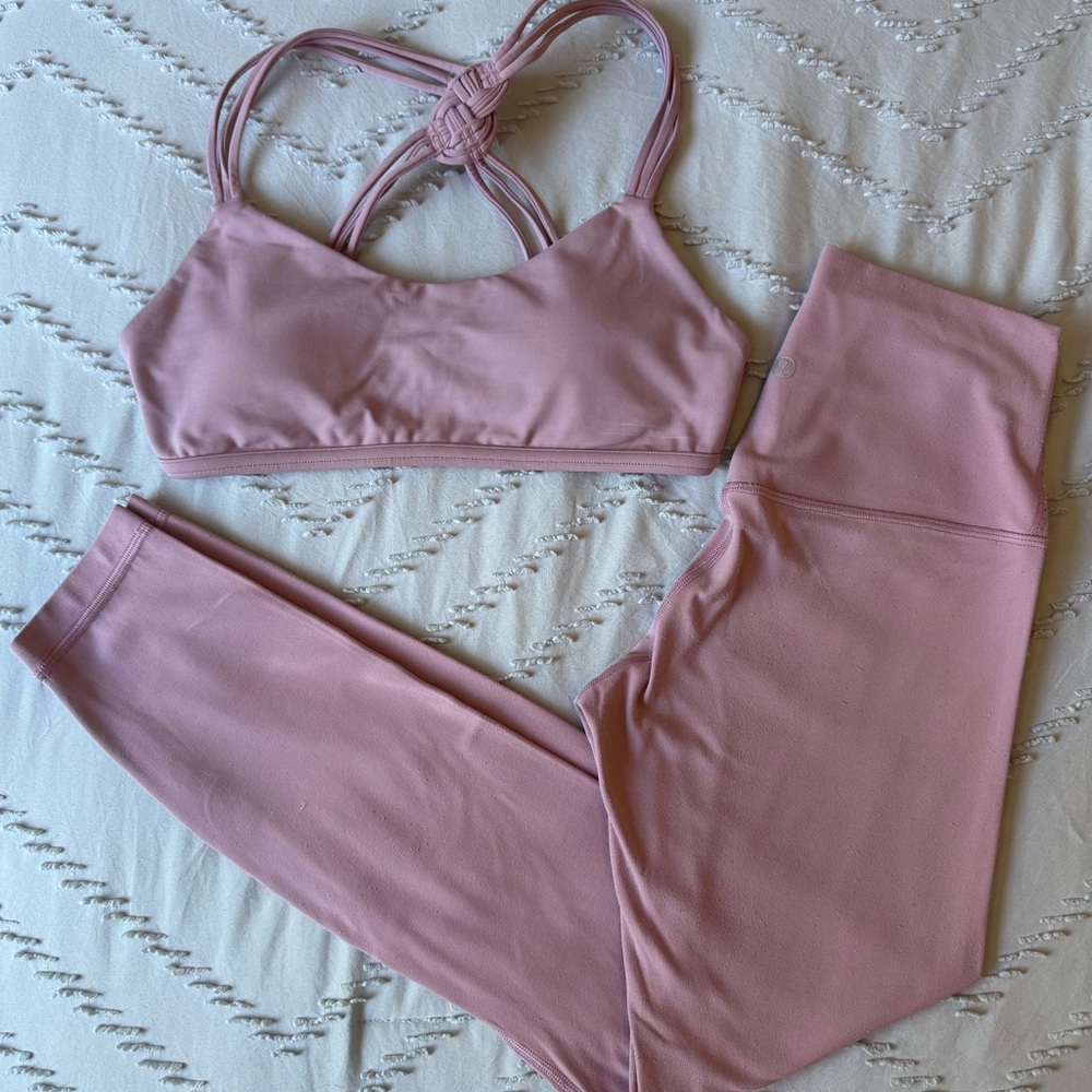 ❤️‍🔥 lululemon Align Pink Set Size 4 Bra + Leggings 25” Twilight Rose Nulu